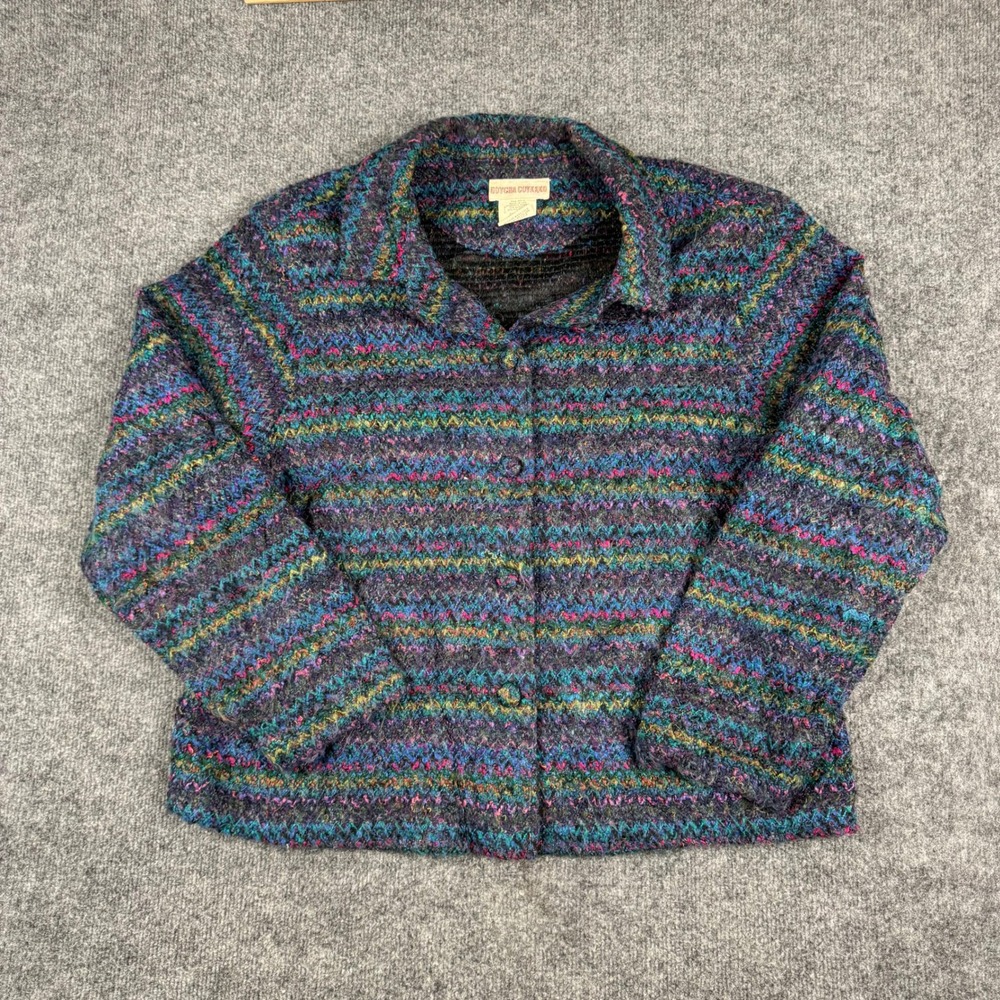 Gotcha Covered Jacket Womens Large Multicolor Knit Button Up USA Made Vintage